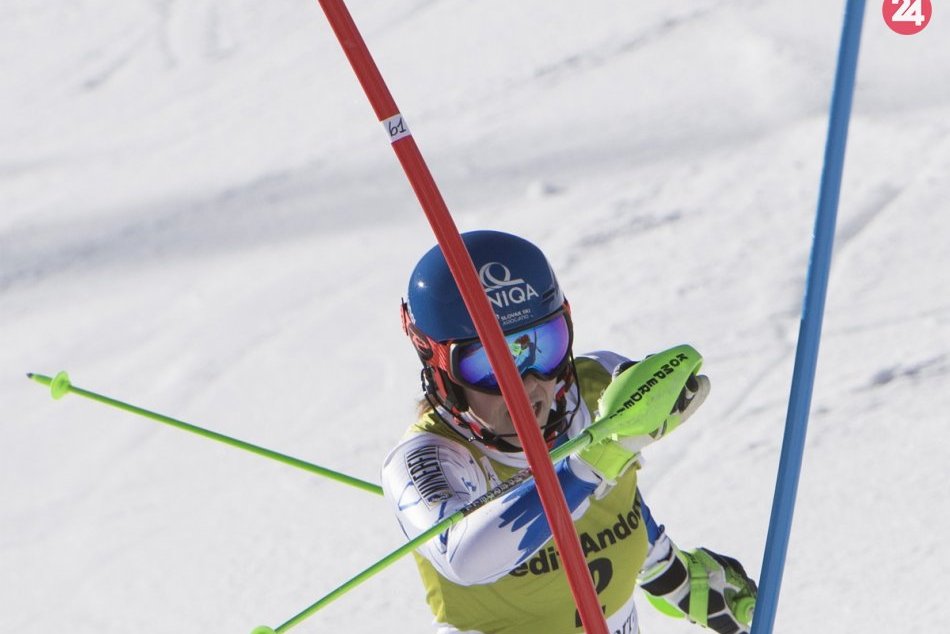 Petra Vlhová počas finálového slalomu Svetového pohára