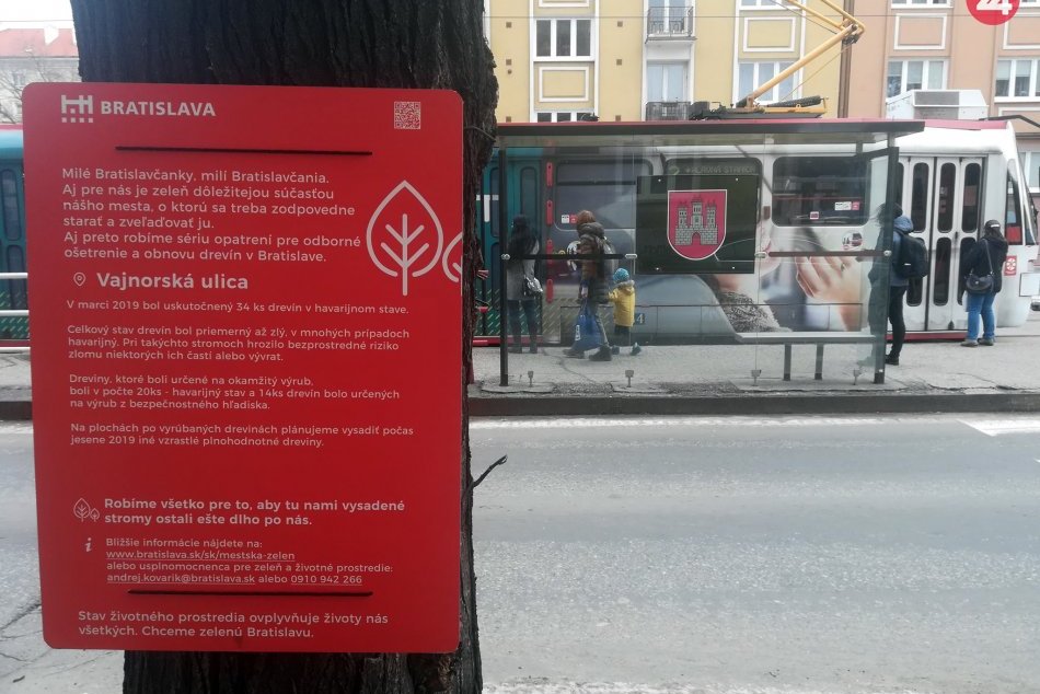 Výrub stromov v Bratislave - informačné tabule