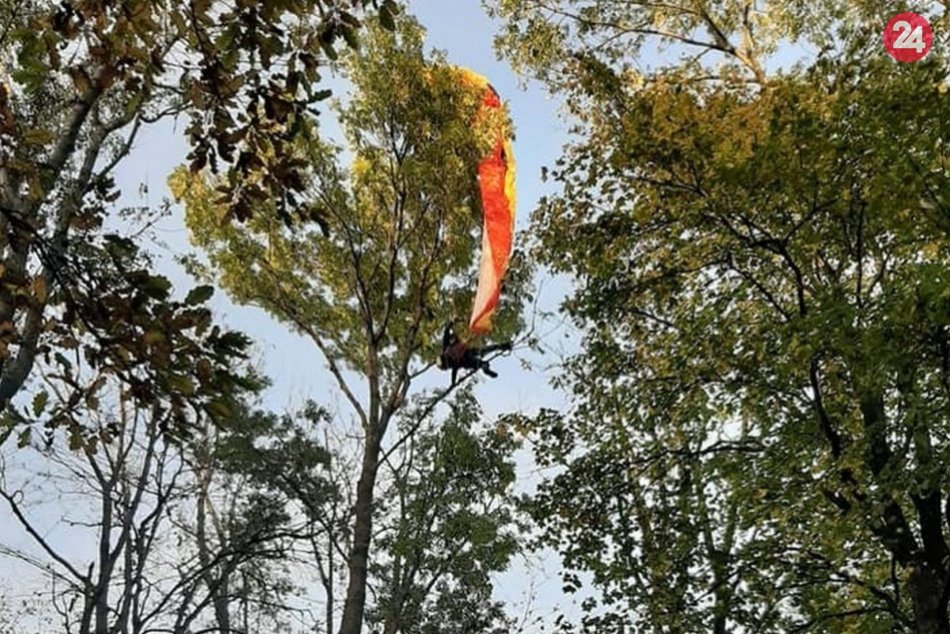 Paraglidista uviazol na strome v poriadnej výške