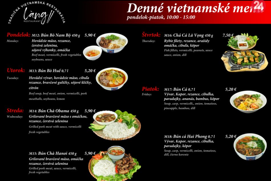 Làng Restaurant menu: Sledujte tie dobroty