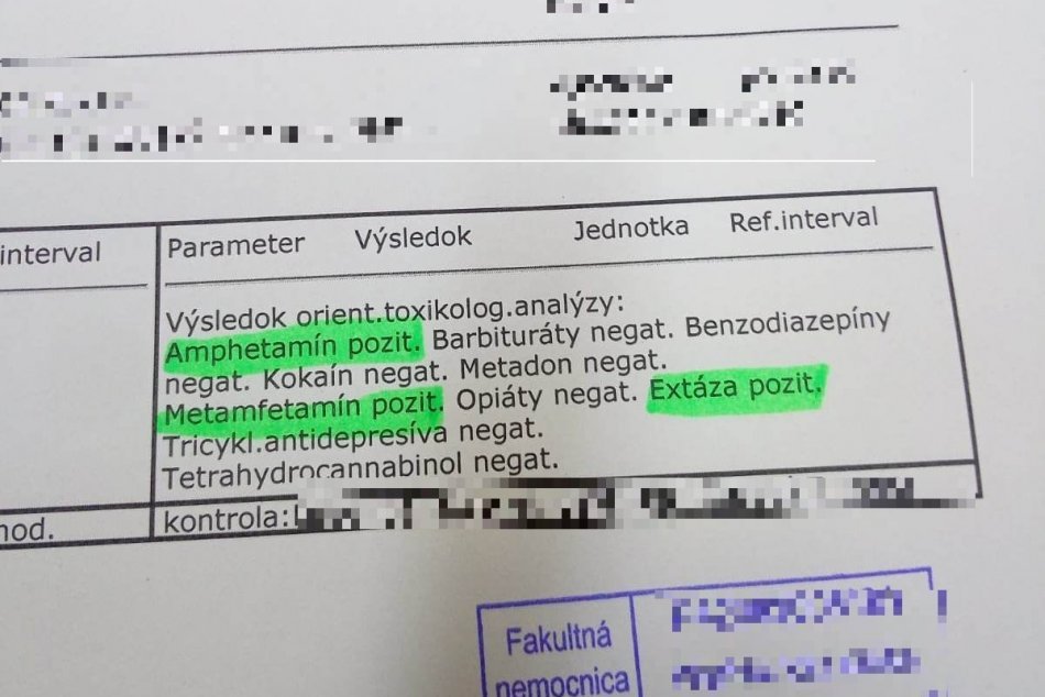FOTO: Vyšetrenie vo Fakultnej nemocnici Trenčín odhalilo vo vodičovi drogy