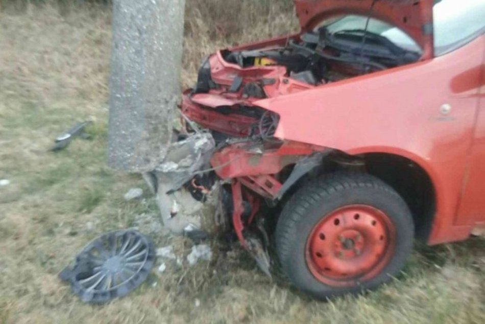 FOTO: Pri dopravnej nehode v Diviakoch nad Nitricou auto zlomilo elektrický stĺp