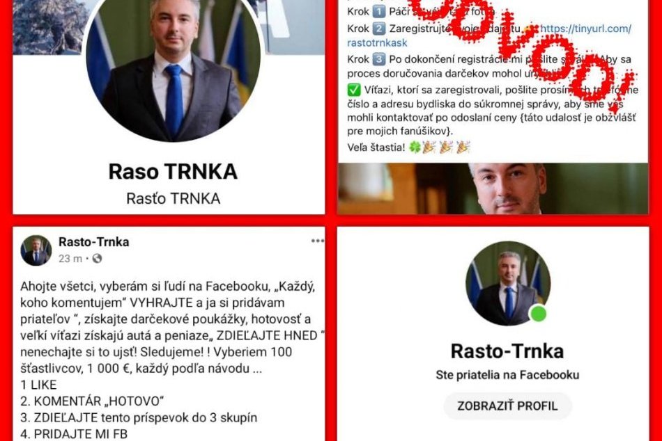 Falošné facebookové profily Rasťa Trnku
