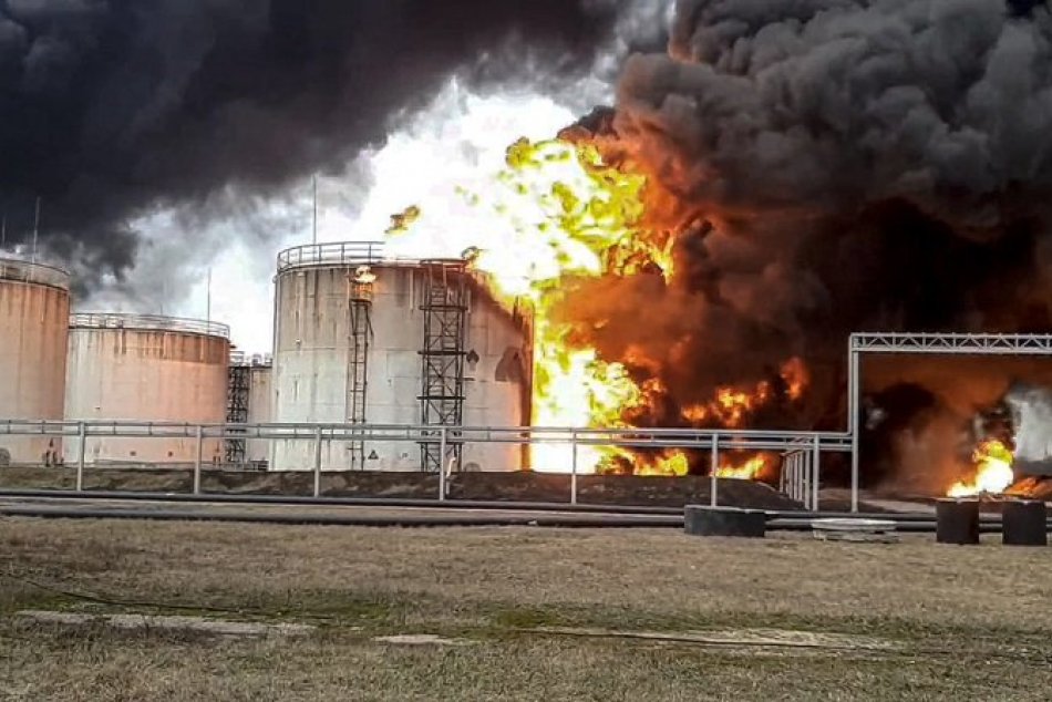 Požiar skladu paliva v pohraničnom meste Belgorod