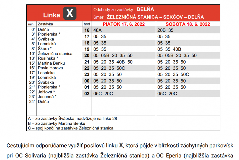 Objektívom: Cestovný poriadok linky X počas Dobrého festivalu v Prešove