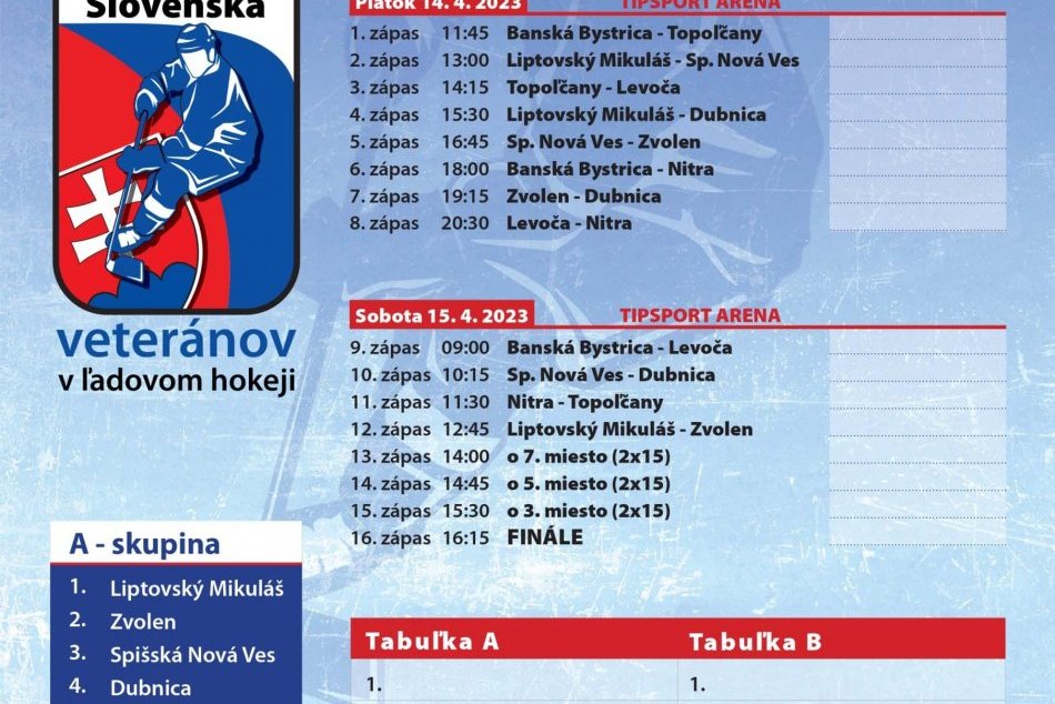 Majstrovstvá Slovenska veteránov v ľadovom hokeji 2023 - rozpis