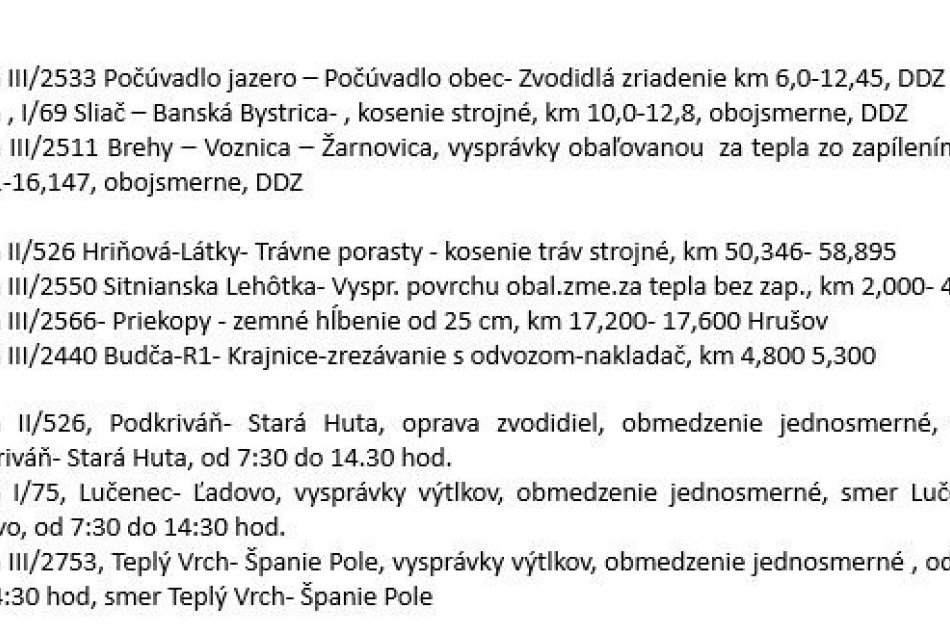 Práce cestárov v Banskobystrickom kraji - 3.6.2024