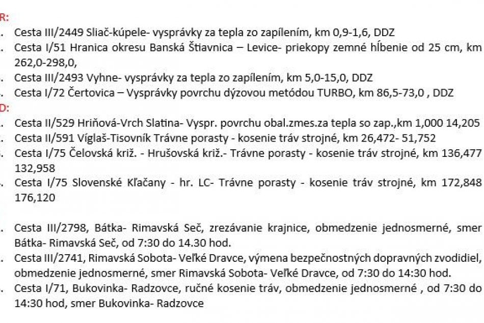 Práce cestárov v Banskobystrickom kraji - 11.6.2024