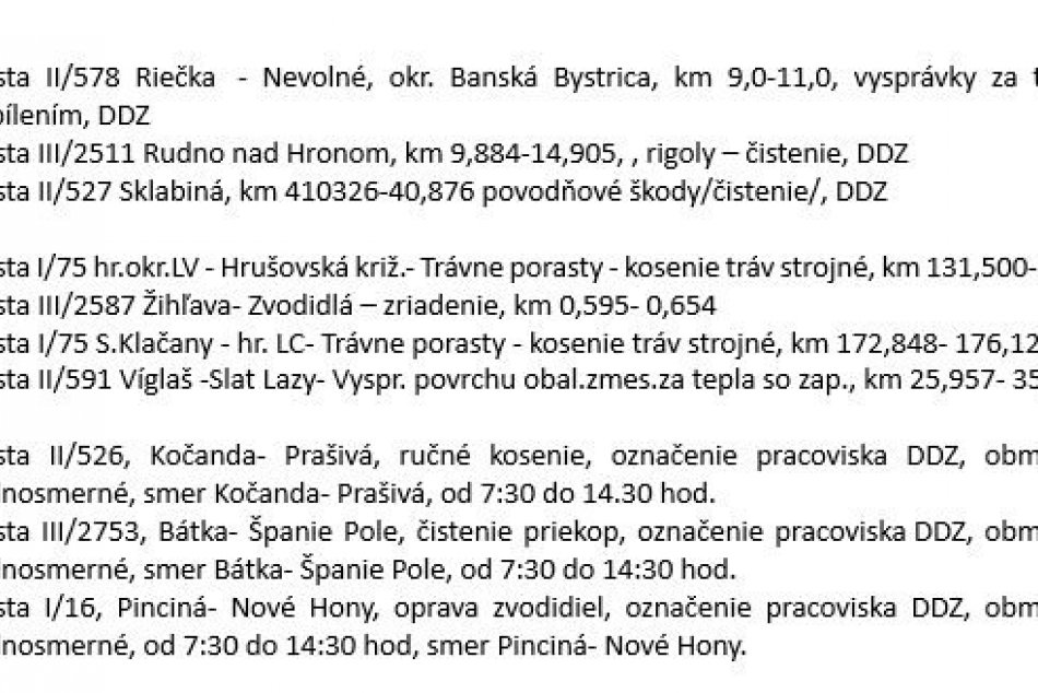 Práce cestárov v Banskobystrickom kraji - 12.6.2024