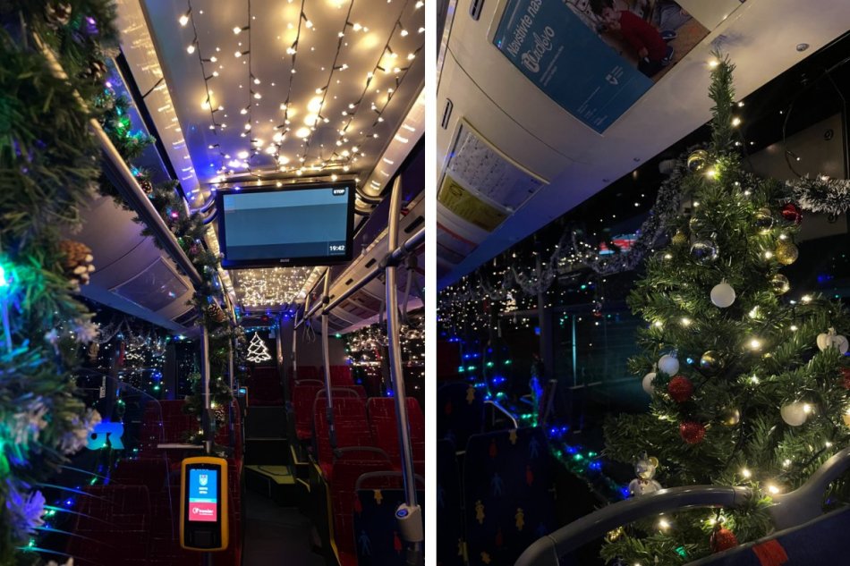 Vianočný autobus v Nitre vyzdobili študenti