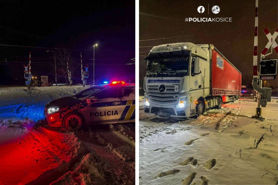 Kamión zapadol na železničnom priecestí